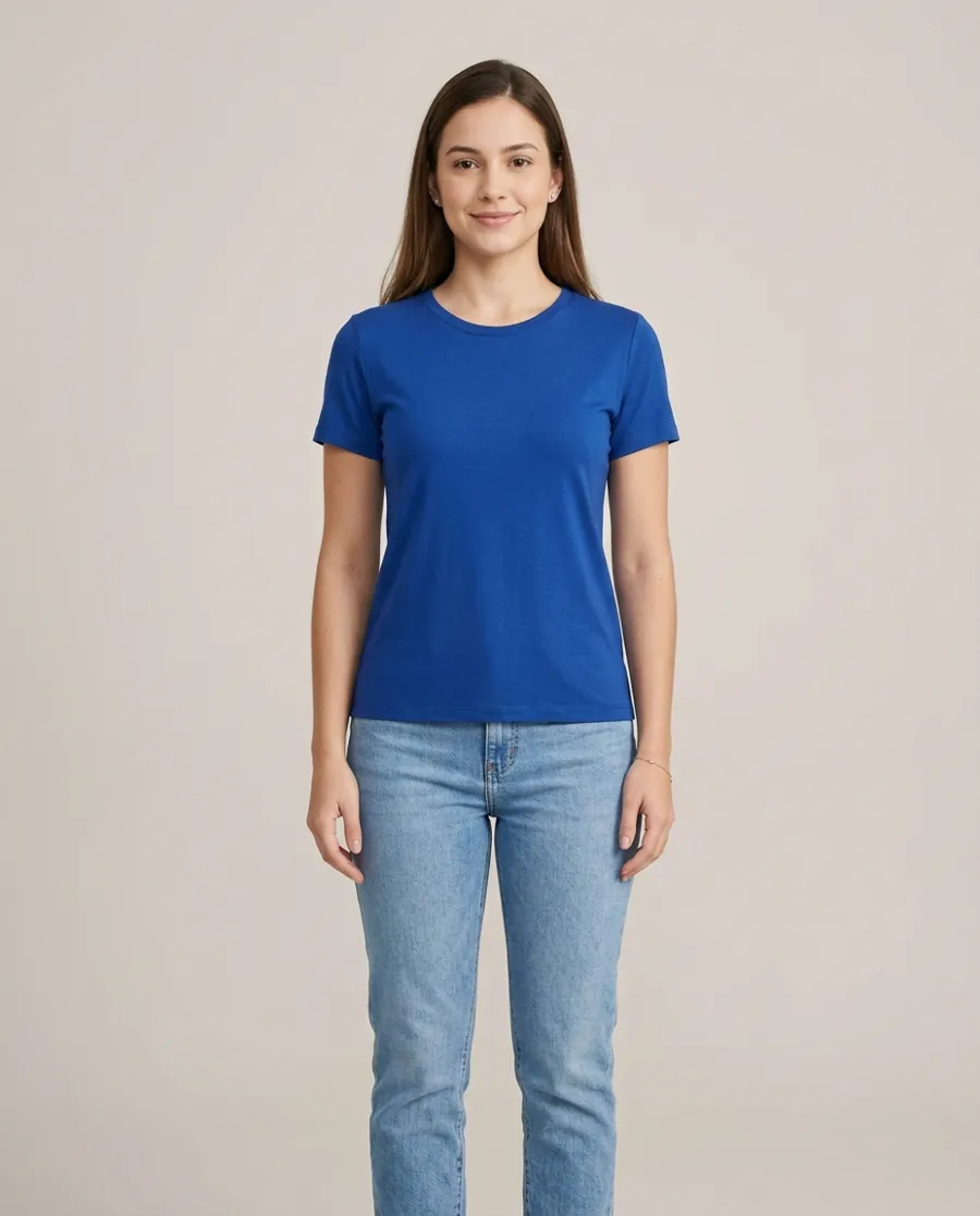 Camiseta Gola Careca Azul Royal